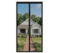 MYCARBON Mosquitera Puerta Magnetica de Fibra de Vidrio Material Ignífugo Mosquiteras para Puertas Resistente a Arañazos de Gatos, Anti UV, con Cinta Adhesiva, 90x220cm, Negra