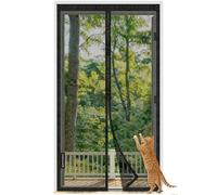 MYCARBON Mosquitera Puerta Magnetica de Fibra de Vidrio Material Ignífugo Mosquiteras para Puertas Resistente a Arañazos de Gatos, Anti UV, con Cinta Adhesiva, 80x220cm, Negra