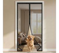 MYCARBON Mosquitera Puerta Magnetica de Fibra de Vidrio Material Ignífugo Mosquiteras para Puertas Resistente a Arañazos de Gatos, Anti UV, con Cinta Adhesiva, 100x220cm, Negra