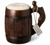 MyFancyCraftLUKRA - Taza de cerveza de madera de roble hecha a mano (0,6 litros, 20 onzas, acero inoxidable, color marrón