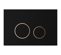 MYLAVABO Pulsador y placa de accionamiento adecuada para Geberit Delta (plástico, negro, anillos dorados)