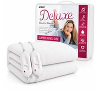 Mylek Manta eléctrica para cama Super King, funda de colchón con calefacción y doble control con falda elástica, tamaño 203 x 182 x 40 cm, protección contra sobrecalentamiento, calentamiento rápido,