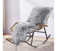 MYLUNE HOME - Alfombra de piel de oveja grande (180 x 55 cm, gris) ultra suave y esponjosa, funda de silla de felpa, cojín de piel de oveja para sala de estar, sofá, silla, sofá, cama