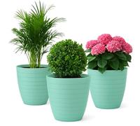 Mypicompany. Maceteros Decorativos Interior y Maceteros Grandes Exterior - 3X Macetas Grandes Verde Turquesa (30 cm) Macetas Plastico con Drenaje - Tiestos para Plantas, Jardín, Terraza y Balcón