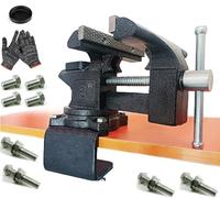MYTEC - Tornillo de banco de trabajo 2 en 1, tornillo de banco multiusos mejorado y de alta resistencia, tornillo de banco con sujeción universal y rotación de 270 °, 15,2 cm, negro