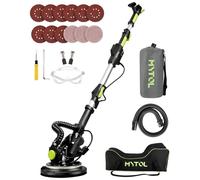 MYTOL Lijadora Jirafa con Aspirador, 900W Eléctrico Lijadora de Pared Mango Plegable Extensible, 6 Velocidades Ajustables Máximo1800U/min, Luz LED, 12 Discos Lijado