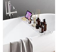 MYUYEE Bandeja De Acrílico De Lujo para Bañera, Organizador Moderno para Baño, Accesorios para Bañera Nization De 31"/39" De Largo. Estante De Mesa.(Transparente - 80 Cm (31 1/2 Pulgadas))