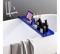 MYUYEE Bandeja De Acrílico De Lujo para Bañera, Organizador Moderno para Baño, Accesorios para Bañera Nization De 31"/39" De Largo. Estante De Mesa.(Azul - 80 Cm (31 1/2 Pulgadas))