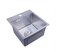 MYUYEE Fregadero de cocina bajo montaje, fregadero de acero inoxidable, fregadero de un solo cuenco, 35 x 39 x 21 cm