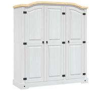 mzdioop Armario estilo mexico de madera maciza de pino blanco con 3 puertas, barra grande, estantes, armario para dormitorio, almacenamiento de ropa y zapatos, rústico