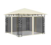 mzdioop Cenador con mosquitera, 3 x 3 x 2,73 m, de acero con recubrimiento en polvo, color crema, con 180 g/m², lona para tienda de campaña, protección solar y protección contra la lluvia, para jardín