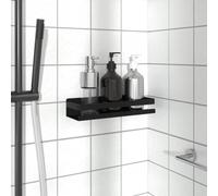 mzdioop Estante de ducha negro mate de acero inoxidable 304 30 x 10 x 6 cm con 2 variantes de montaje para estante de baño, estantería de cocina, estantería de pared, espacio de almacenamiento y orden