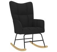 mzdioop Mecedora de tela negra con marco de madera y metal, cómoda silla de relax para salón, habitación infantil, terraza, porche y rincón de lectura, 110 kg, 78 cm de profundidad