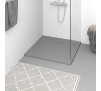 mzdioop Plato de ducha SMC gris 90 x 90 cm con superficie de piedra de pizarra antideslizante, sin barreras e igual al suelo para renovación de baño, lavabo de ducha duradero, fácil limpieza