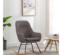 mzdioop Sillón de relax de tela gris claro con reposabrazos y respaldo, silla basculante para salón, balcón, porche, habitación infantil, patas de madera de haya, 110 kg, diseño moderno