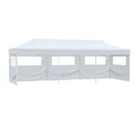 mzdioop Tienda de campaña plegable 3 x 9 m, color blanco, con 5 paredes laterales, resistente a los rayos UV y al agua, con marco de acero, para jardín, camping, celebración, puesto de mercado