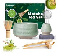 MZJAUVF Matcha Kit, 8Piezas Te Matcha Kit, Cuenco Matcha, Batidor Matcha, Cuchara, Reposa Palillos, Colador, Portacucharas, Kit Matcha para la Ceremonia del Té, Regalo para Amantes del Matcha