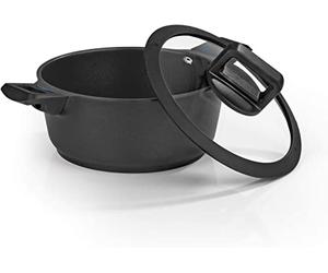 N8WERK Olla de Aluminio Fundido Edición Medianoche | 24 cm | Indicador de Temperatura de Cambio de Color | Adecuada para Todo Tipo de Estufas, también de inducción | Sellado Triple