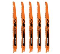 Naapesi Juego de 5 Hojas de Sierra Sable 225 mm, Hojas de Recambio 5TPI para Madera, Hojas Reciprocantes para Poda de Árboles, Corte de Madera, Palets y Demolición, Color Naranja