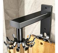 Naapesi Organizador Utensilios Cocina Giratorio 360°, Colgador Utensilios Cocina con 10 Ganchos, Soporte de Pared de Aluminio Espacial Sin Perforaciones para Espátulas y Cucharas, Negro