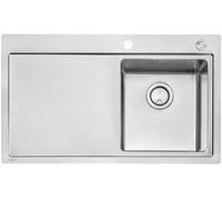 NABER 1014040. Fregadero CORNO ORA con el desagüe ubicado a la derecha y sistema de activación por botón. Ancho del mueble: 45 cm. Acero inoxidable