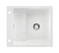 NABER 1091015: Fregadero empotrado encastrado PickUP F, con sistema de centrado giratorio de alta calidad, a partir de una anchura de mueble de 600 mm, de cerámica, color blanco mate
