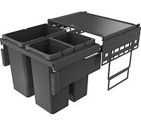 NABER COX® BASE 460 S/600-3: Contenedores de clasificación de residuos en color antracita, con un volumen de 53 litros (1 x 28 / 2 x 12,5) / a partir de 60 cm