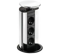 Naber Evoline® Port 1, elemento de enchufe retráctil, con toma de corriente Schuko, tapa de color plateado, referencia 8031130