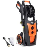 NAC Limpiadora de Alta Presión 2200W 170 Bar - Limpiadora a Presión Compacta - Portátil (11 kg) - Bomba de Aluminio 450 l/h, Manguera de 5m en Enrollador para Coche y Jardín New American Concept