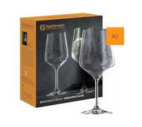 Nachtmann Juego de 2 copas de vino con diseño floral de cristal, 630 ml, color negro, 105723