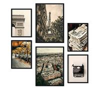 Nacnic - 6 Pósters Fotografía París Vintage - Impresión Arte Mural Moderno para Colgar en Habitaciones Hogar - Láminas Decorativas A3 y A4 - Sin marco