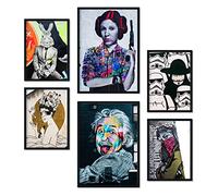 Nacnic - 6 Pósters Fotográficos Graffiti Callejero - Impresión Mural Arte Pop Urbano - Láminas Decorativas Modernas Banksy - A3 y A4 - Sin marco