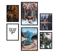 Nacnic - 6 Posters Fotográficos Lago Helado en Invierno - Impresión de Arte Mural para Decoración Artística de Paredes del Hogar - A3 y A4 - Sin marco