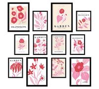 Nacnic - Colección Botánica: Conjunto De 12 Marcos - Diseño Botánico - Póster De Arte Para Decorar Paredes Black A3 and a4