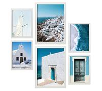 Nacnic - Conjunto 6 Cuadros con Pósters Fotografía Islas Griegas - Láminas Impresión Arte Pared Verano en Grecia - Decoración Hogar - Tamaños A3 y A4. Marco Blanco
