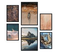 Nacnic Conjunto 6 Cuadros Con Pósters Paisajes De Croacia. Pinturas Arte Mural Para Decorar Habitación Sala Recibidor Láminas Black A3 and a4