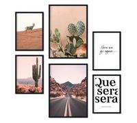 Nacnic Conjunto de 6 Cuadros Pósters Fotográficos Desierto México | Arte Pared Salón Dormitorio Beige A3 and a4