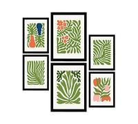 Nacnic Conjunto de 6 Pósters Minimalistas en Colores Vibrantes - Paisajes y Naturaleza - Diseño de Interiores y Decoración - Marcos Negros Black A3 and a4
