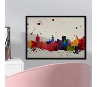 Nacnic Lámina Ciudad de Valencia. Skyline Estilo Acuarela y explosión de Color. Poster tamaño A3 Impreso en Papel 250 Gramos y tintas de Decoración del hogar. Diseño al Mejor Precio.