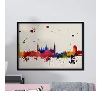Nacnic Lámina Ciudad de Zaragoza. Skyline Estilo Acuarela y explosión de Color. Poster tamaño A3 Impreso en Papel 250 Gramos y tintas Decoración del hogar. Diseño al Mejor Precio.