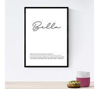 Nacnic Lámina con definicion de Palabras en Italiano. Poster 'Bella' de Palabras con definiciones. Tamaño A3 con Marco