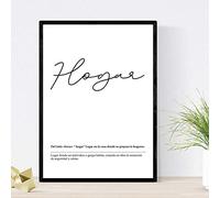 Nacnic - Lámina Decorativa Palabra Hogar - Caligrafía Lettering - Poster Nórdico Blanco y Negro - Cuadro Definición para Interiores y Paredes