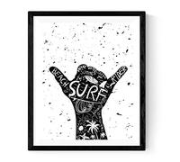 Nacnic - Lámina Decorativa Surfera Lets Surf - Poster con Ilustración Blanco y Negro, Palabra, Frase, Texto Alegre - Decoración Nórdica Paredes Hogar