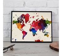 Nacnic Lámina MAPAMUNDI para enmarcar. Mapa del Mundo en estilo acuarela. Poster decorativo tamaño 30x40 cm en papel de 250 gramos, ideal para la decoración de tu hogar