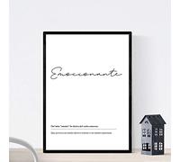 Nacnic Lámina Palabra Emocionante Lámina nordicas Blanco y Negro. Poster 250 gr y tintas Tamaño A3 Enmarcado con Marco Negro