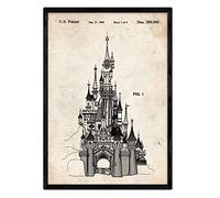 Nacnic - Lámina Patente Castillo de Princesa Disney - Póster Vintage para Decoración de Pared - Impresión Arte Mural para Habitación Infantil