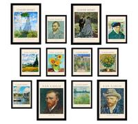 Nacnic Obras Maestras Van Gogh Monet: Set De 12 Impresiones - Estilo De Famosos Pintores - Póster De Arte Para Decorar Paredes White A3 and a4