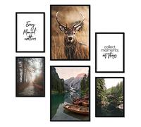 Nacnic - Pack 6 Láminas Fotografía Decorativa - Cuadros para Pared con Bosque, Naturaleza y Montaña - Decoración Mural Moderna - A3 y A4. Sin marco