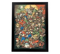 Nacnic Poster: Ilustración De Compilación De Famosos Personajes De Videojuegos Beige