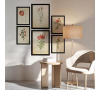 Nacnic Posters de Flores Rojas. Ilustraciones de Naturaleza y Botánica Estilo Papel Vintage con Temas Florales. Diseño Moderno para la Decoración de Interiores. A4 & A3 Marcos Negros.